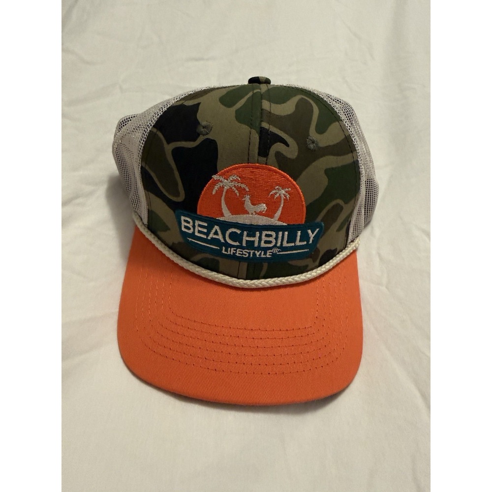 Beach Billy Lifestyle New Snapback Hat Camo/Orange/White